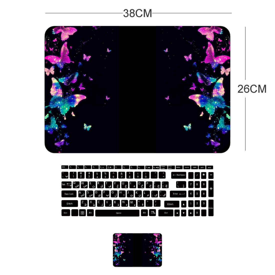 Laptop- und Tastatur-Aufkleber Modell Schmetterling