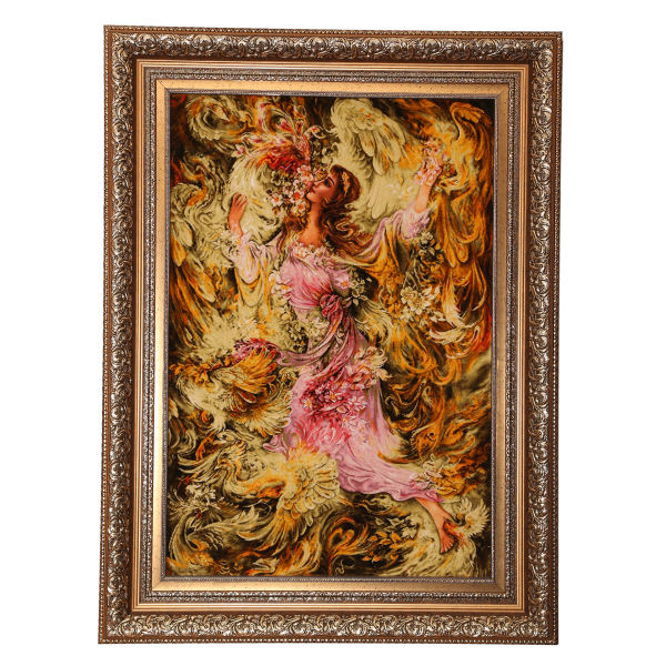 Handgeknüpfter persischer Wandteppich aus Tabriz, der die Miniatur von Bahar darstellt