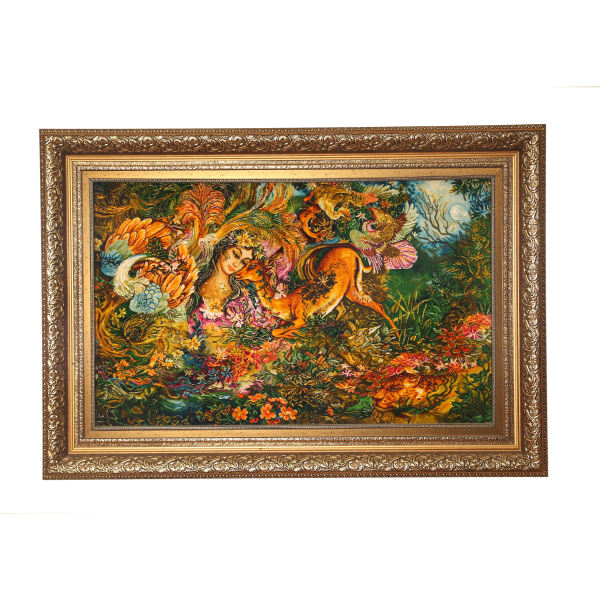 Handgeknüpfter persischer Wandteppich aus Tabriz, der die Miniatur von Lebenszyklus darstellt