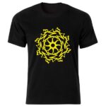 Schwarzes Baumwoll-T-Shirt Modell Rundes Hich — Kreisförmiges Hich-Kalligrafie-Motiv