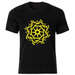 Schwarzes Baumwoll-T-Shirt Modell Rundes Hich — Kreisförmiges Hich-Kalligrafie-Motiv