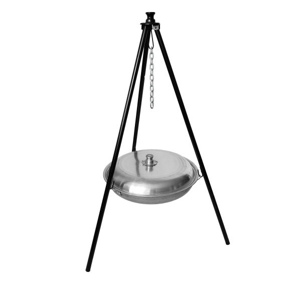 Kessel-Campingkochtrepod mit Pfanne – Ideal für Outdoor-Kochen
