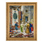 Handgeknüpfter persischer Bildteppich aus Tabriz, der den Kairo-Basar darstellt