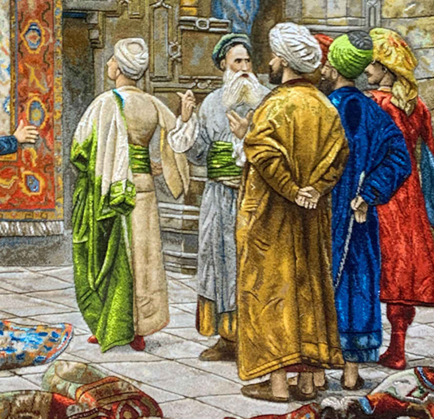 Handgeknüpfter persischer Bildteppich aus Tabriz, der den Kairo-Basar darstellt