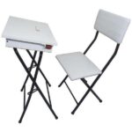 Set aus stapelbarem Gebetsstuhl & Tisch für Salah & Muslime, weiß