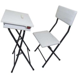 Set aus stapelbarem Gebetsstuhl & Tisch für Salah & Muslime, weiß