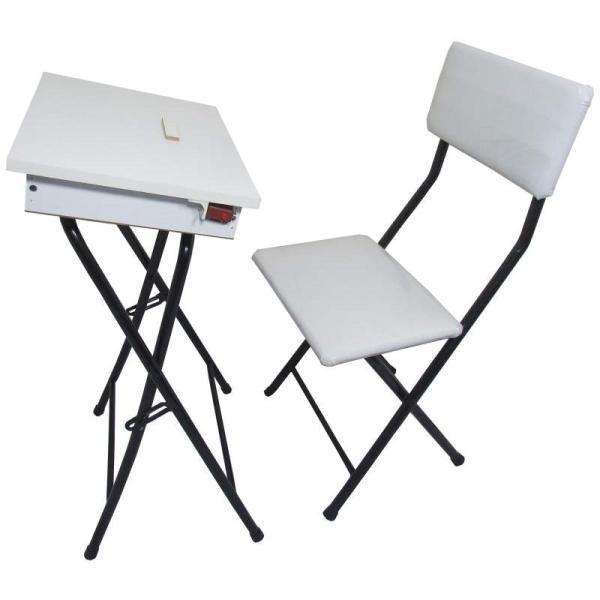 Set aus stapelbarem Gebetsstuhl & Tisch für Salah & Muslime, weiß