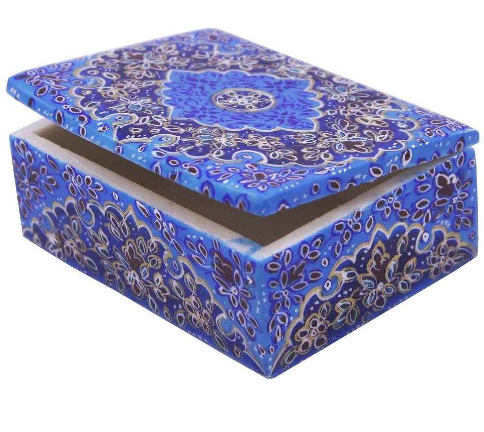 Handgefertigte Knochen-Schmuckbox mit persischem Tazhib-Muster