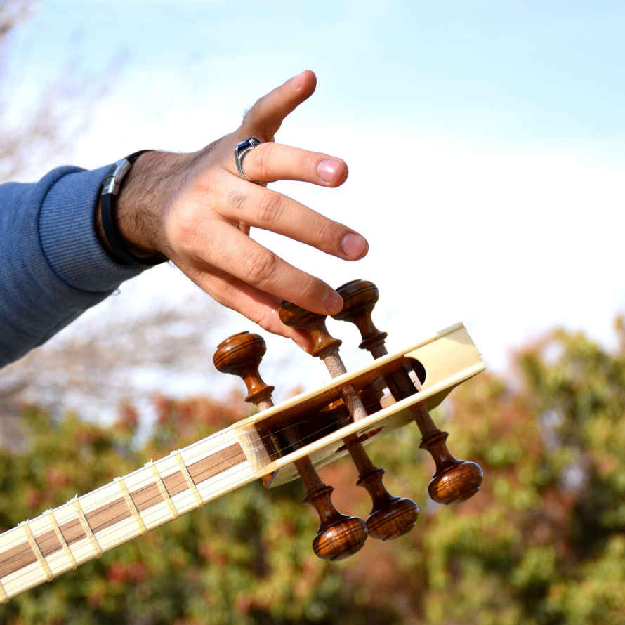 Persisches Tar Saiteninstrument – Handgefertigt von Iran-Saz, Modell 1 Stempel