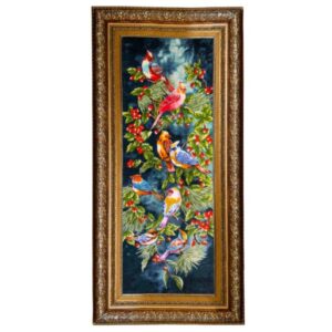 Handgeknüpfter persischer Bildteppich aus Tabriz, der Vögel & Blumen darstellt