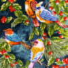 Handgeknüpfter persischer Bildteppich aus Tabriz, der Vögel & Blumen darstellt