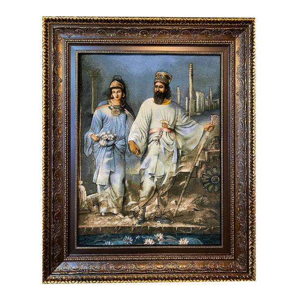Handgeknüpfter persischer Bildteppich aus Tabriz, der Cyrus & Mandane darstellt