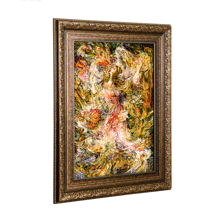 Handgeknüpfter persischer Wandteppich aus Tabriz, der den Duft des Frühlings darstellt