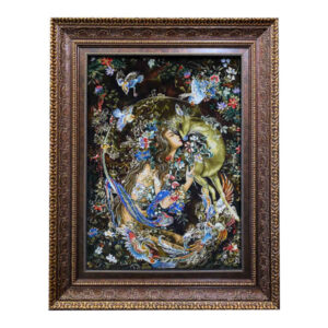 Handgeknüpfter persischer Wandteppich aus Tabriz, der die Miniatur von Natur darstellt