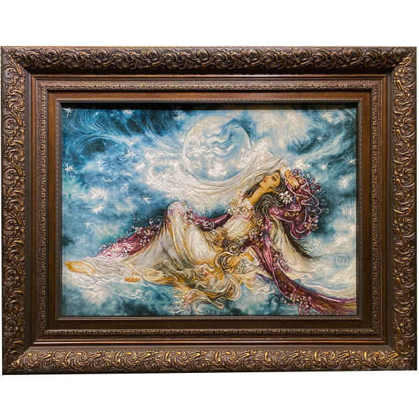 Handgeknüpfter persischer Wandteppich aus Tabriz, der eine Miniatur darstellt