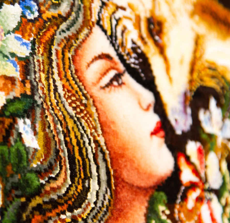 Handgeknüpfter persischer Wandteppich aus Tabriz, der die Miniatur von Freundlichkeit darstellt