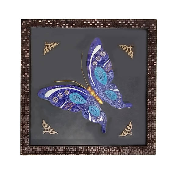 Gerahmte Metallkunst mit Minakari - Künstlerischer Schmetterling