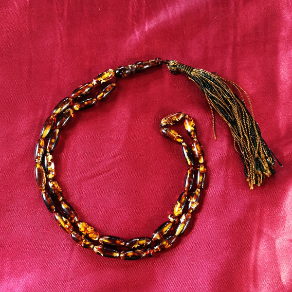 Islamischer Bernsteinkristall-Rosenkranz mit 33 Gebetsperlen Tasbih