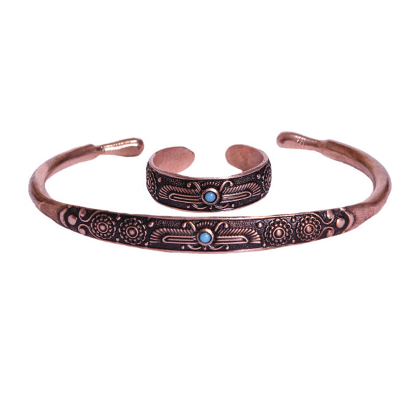 Set aus persischem Kupferring & Armband Modell Fravashi