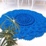 Handgewebter Boho-Makramee-Boden-Teppich – Muster „Blaues Maral“