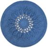 Handgewebter Boho-Makramee-Boden-Teppich – Design „Blaue Sonne“