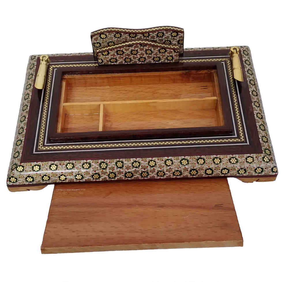 Handgefertigter persischer Holz-Stifthalter für den Schreibtisch – Eleganz Khatamkari Kunst