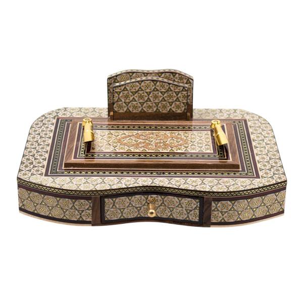 Handgefertigter persischer Holz-Stifthalter für den Schreibtisch – Elegante Khatamkari Kunst, Rasta