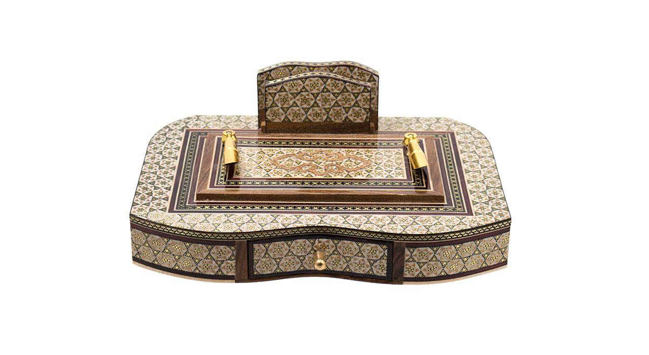Handgefertigter persischer Holz-Stifthalter für den Schreibtisch - Elegante Khatamkari Kunst, Rasta