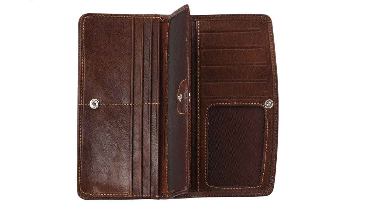 Persischer Leder-Langgeldbeutel mit Hakhamanesh-Design