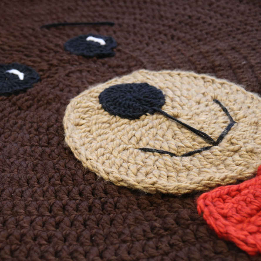 Handgewebter Boho-Makramee-Boden-Teppich – Bärenmotiv