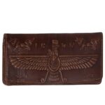 Persischer Leder-Langgeldbeutel mit Faravahar-Design