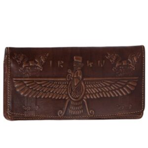 Persischer Leder-Langgeldbeutel mit Faravahar-Design