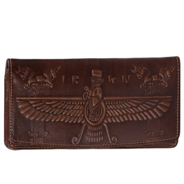 Persischer Leder-Langgeldbeutel mit Faravahar-Design