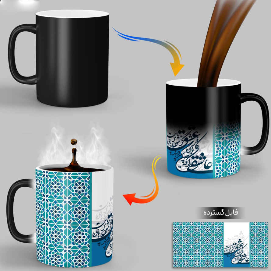 Persische Keramik Kaffeetasse – Thermosensitiv Rumi Gedicht