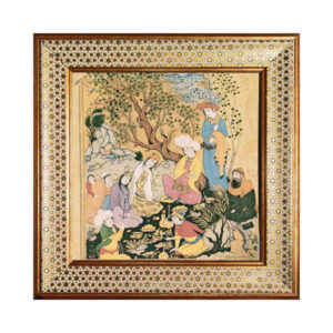 Dekorative persische gerahmte Fliese – Shahnameh inspiriert: Miniatur