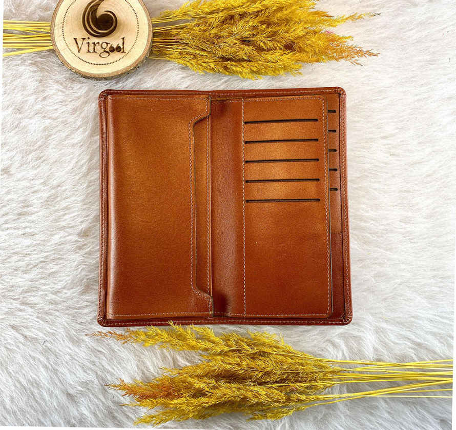 Persischer Leder-Langgeldbeutel mit Hamoun-Design