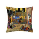 Persischer Samt Kissenbezug – Shahnameh Miniaturillustration (Set von 2)