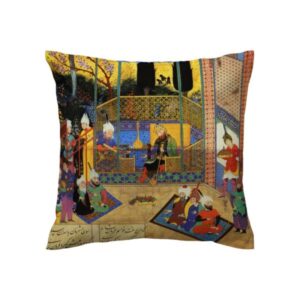 Persischer Samt Kissenbezug – Shahnameh Miniaturillustration (Set von 2)