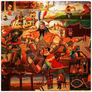 Persischer Samt Kissenbezug – Shahnameh Druckdesign (Set von 2)