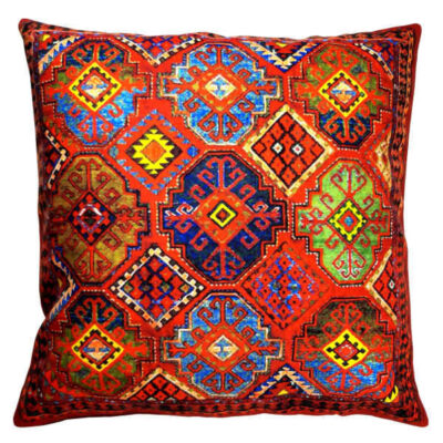Gedruckter Samt Kissenbezug - Persischer Kilim Design (Set von 2)