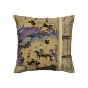 Gedruckter Samt Kissenbezug – Shahnameh Miniaturillustration (Set von 2)