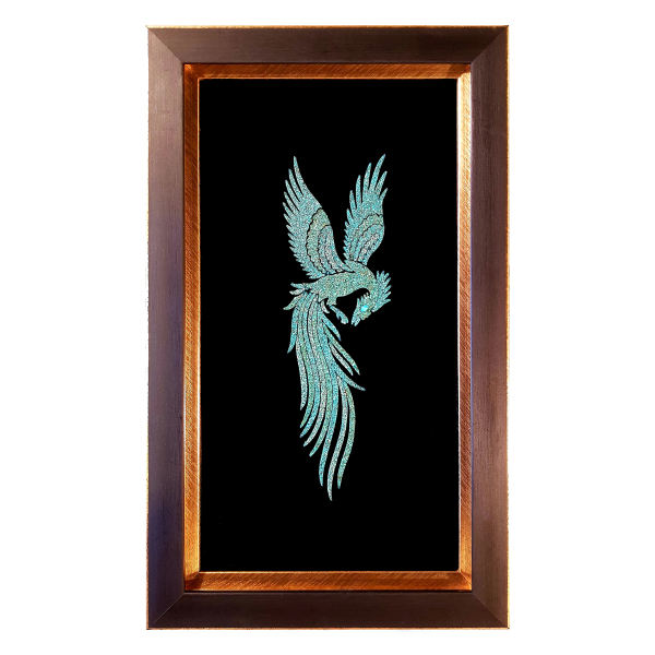 Gerahmte Türkisstein Intarsien Kunst Simurgh