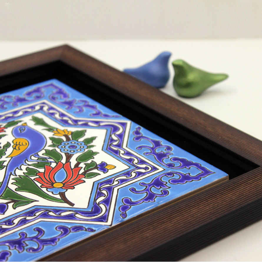 Dekorative persische gerahmte Keramikfliese – Stern