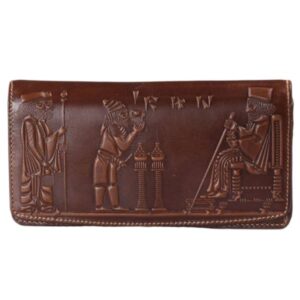 Persischer Leder-Langgeldbeutel mit Hakhamaneshi-Design