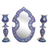 Persischer Kupferspiegelrahmen & Kerzenhalter-Set – Minakari-Design