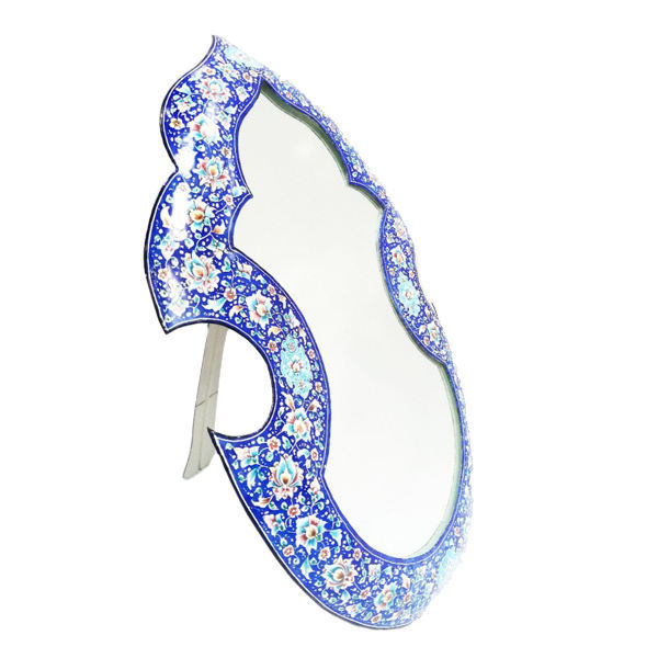 Persischer Kupferspiegelrahmen & Kerzenhalter-Set – Minakari-Design