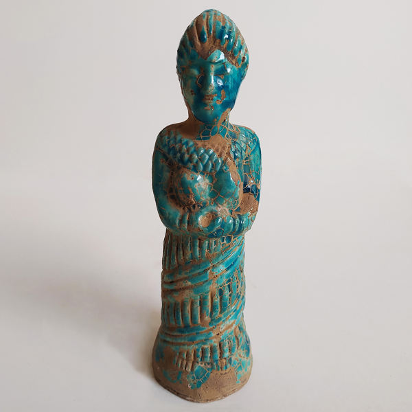 Historische persische elamische Frauen Blau-Keramik-Figur