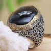 Persischer Achat Silberring für Herren Eleganz Schwarz