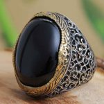 Persischer Achat Silberring für Herren Eleganz Schwarz