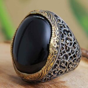 Persischer Achat Silberring für Herren Eleganz Schwarz